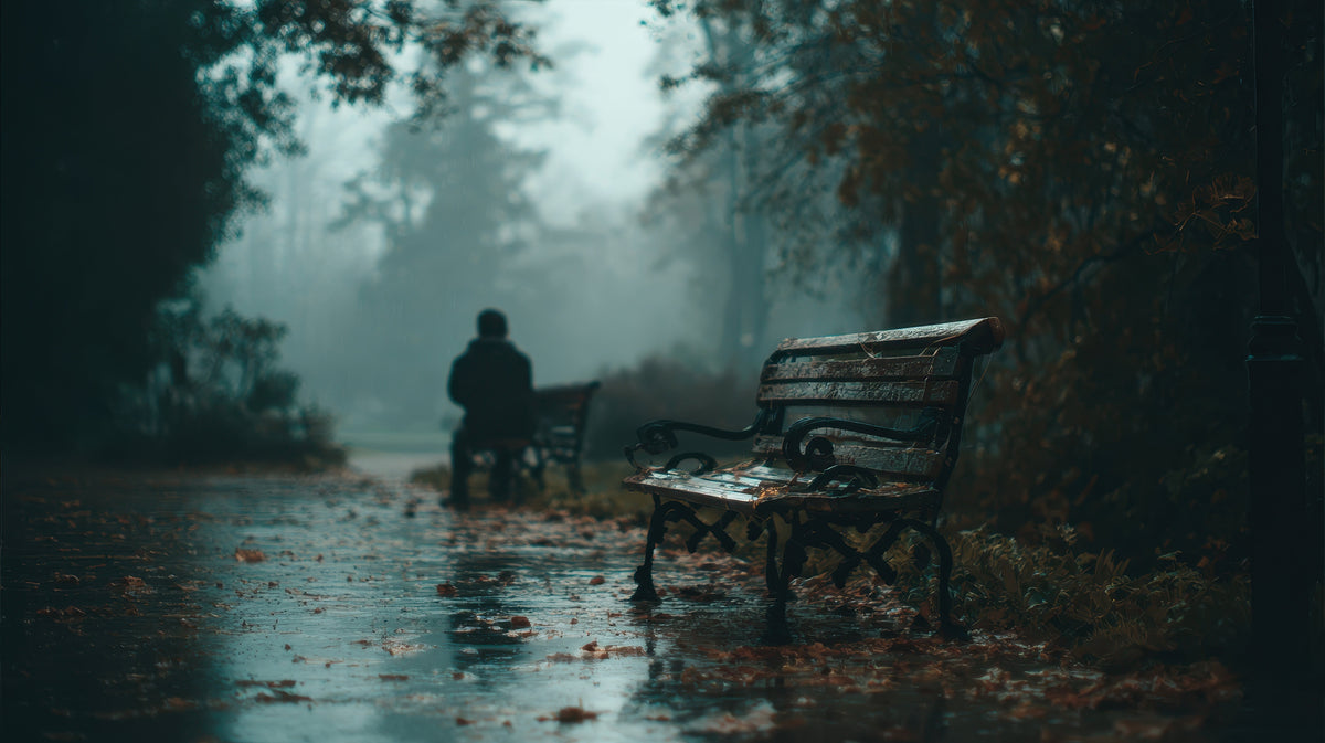A dark, overcast autumn day
